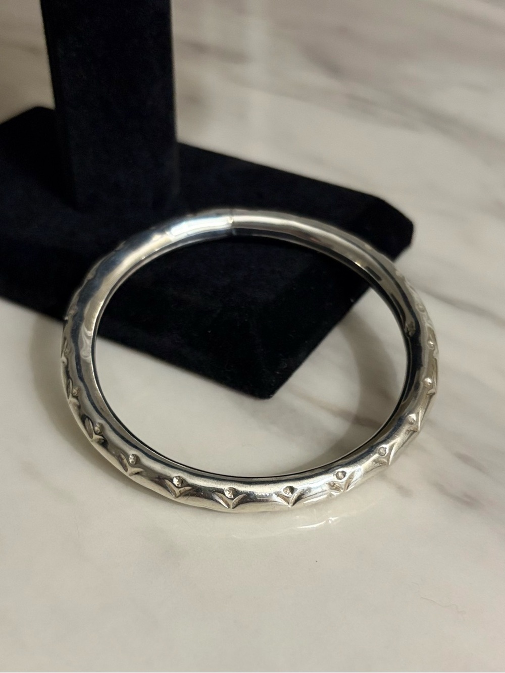 Vintage Sterling Silver Tribal Bangle Bracelet